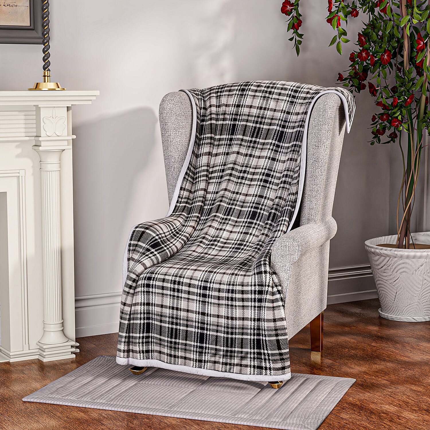 Black and clearance white plaid chair
