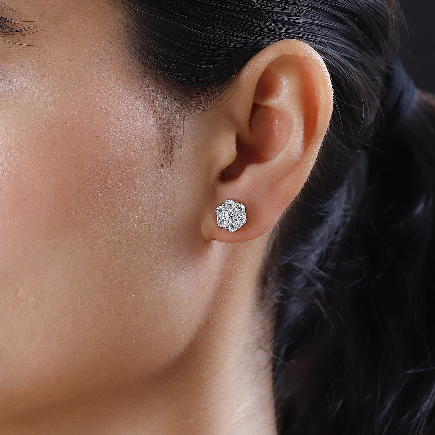 Moissanite Stud Earrings in Platinum Overlay Sterling Silver 2.93 Ct.