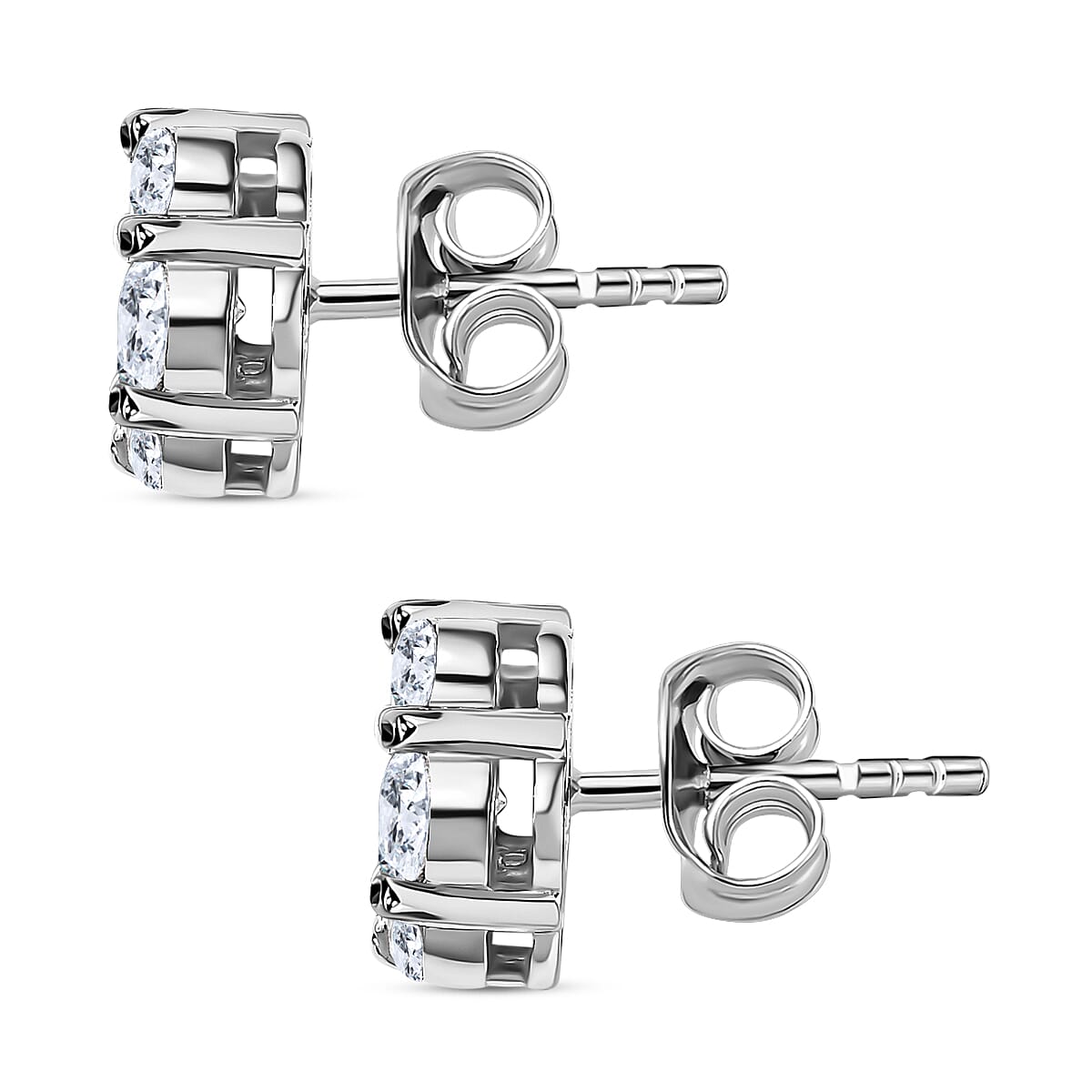 Moissanite Stud Earrings in Platinum Overlay Sterling Silver 2.93 Ct.