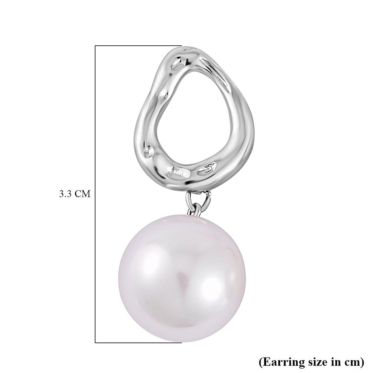 White Shell Pearl Earring (with Hook) in Pure White Brass