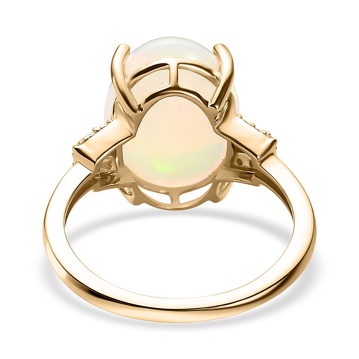 9K Yellow Gold Ethiopian Welo Opal & Natural Yellow Diamond Solitaire Ring 3.98 Ct