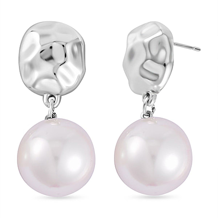 Designer Inspired White Shell Pearl Drop Earrings