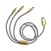 3-IN-1 Crystal Embellished USB Charging Cable (Size - 1m Length) - Multi - Gold