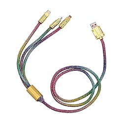 3-IN-1 Crystal Embellished USB Charging Cable (Size - 1m Length) - Silver