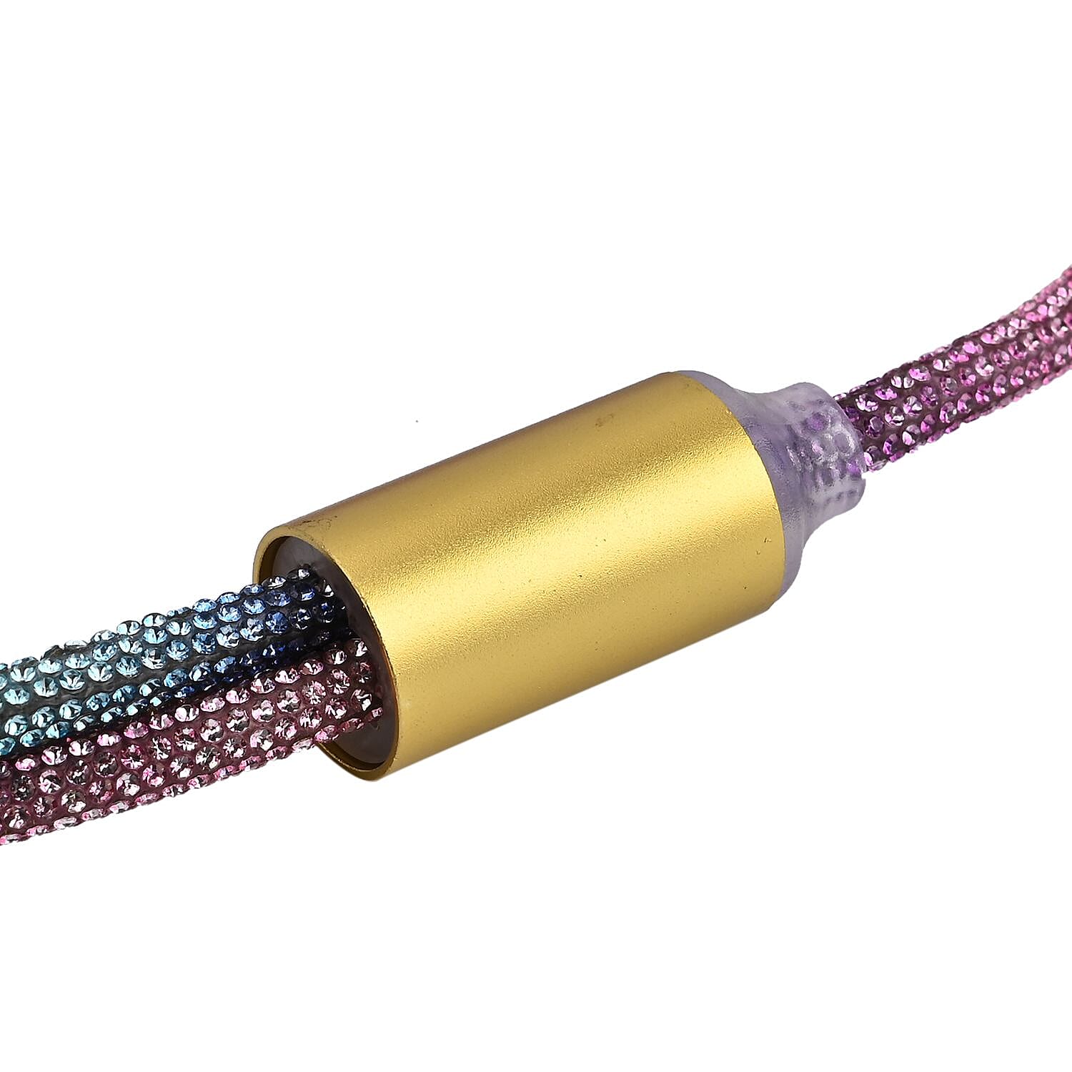 3-IN-1 Crystal Embellished USB Charging Cable (Size - 1m Length) - Multi - Gold