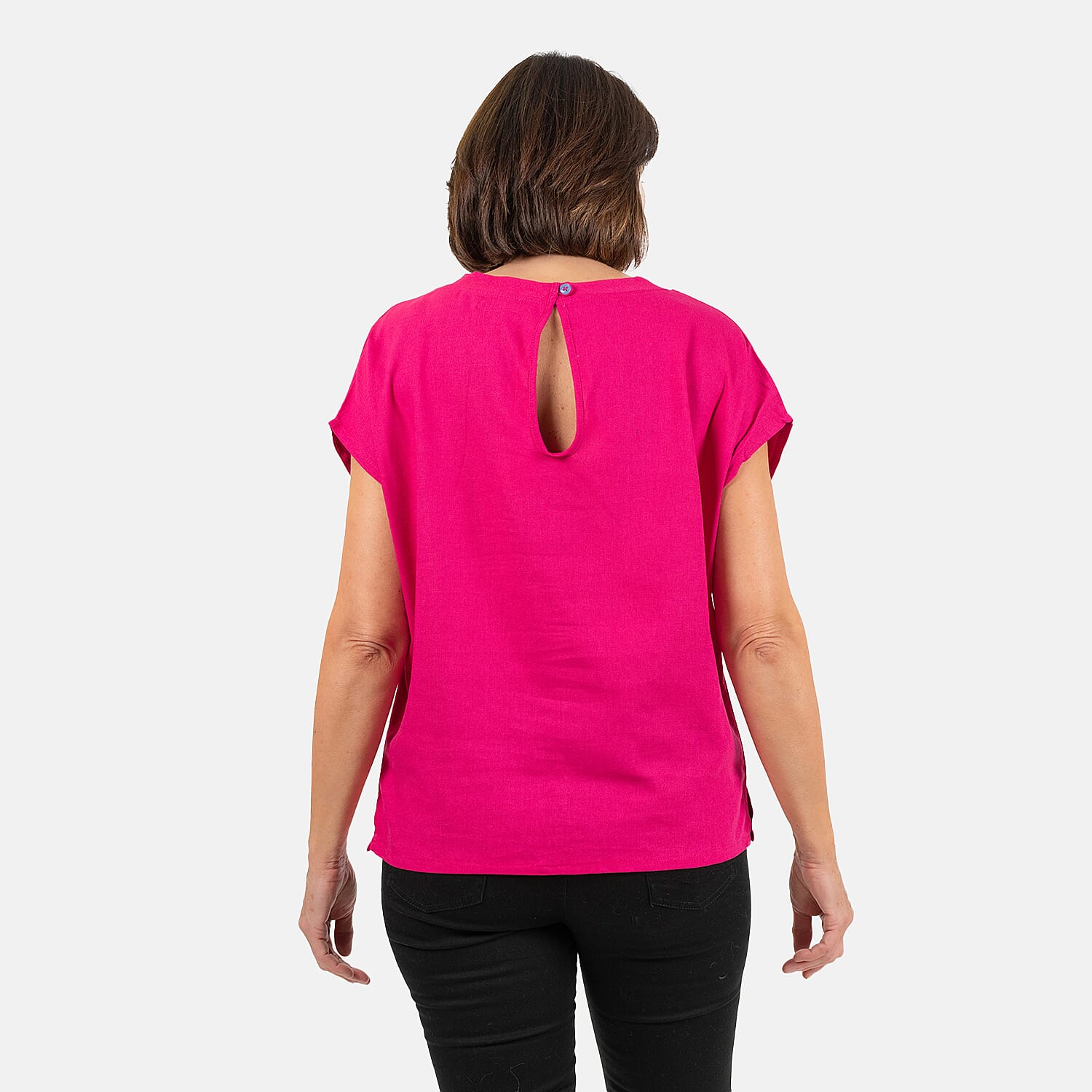 Ladies Crew Neck Linen Top (Size 10)  - Khaki