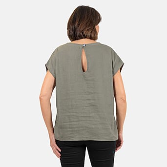 https://tjcuk.sirv.com/Products/75/6/7565986/Ladies-Crew-Neck-Linen-Top-Size-12-Khaki_7565986_1.jpg?w=342&h=342