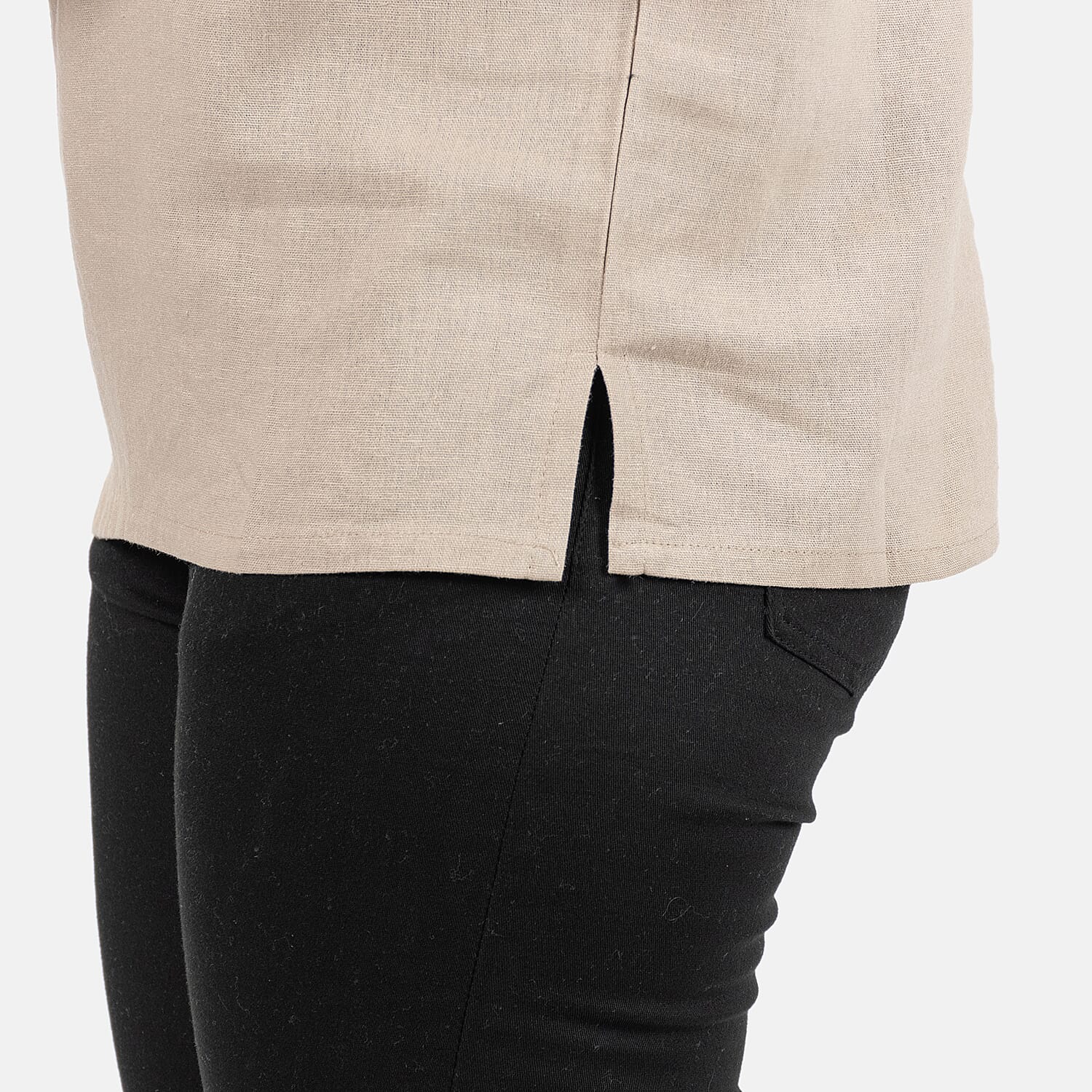 Ladies Crew Neck Linen Top (Size 10)  - Khaki