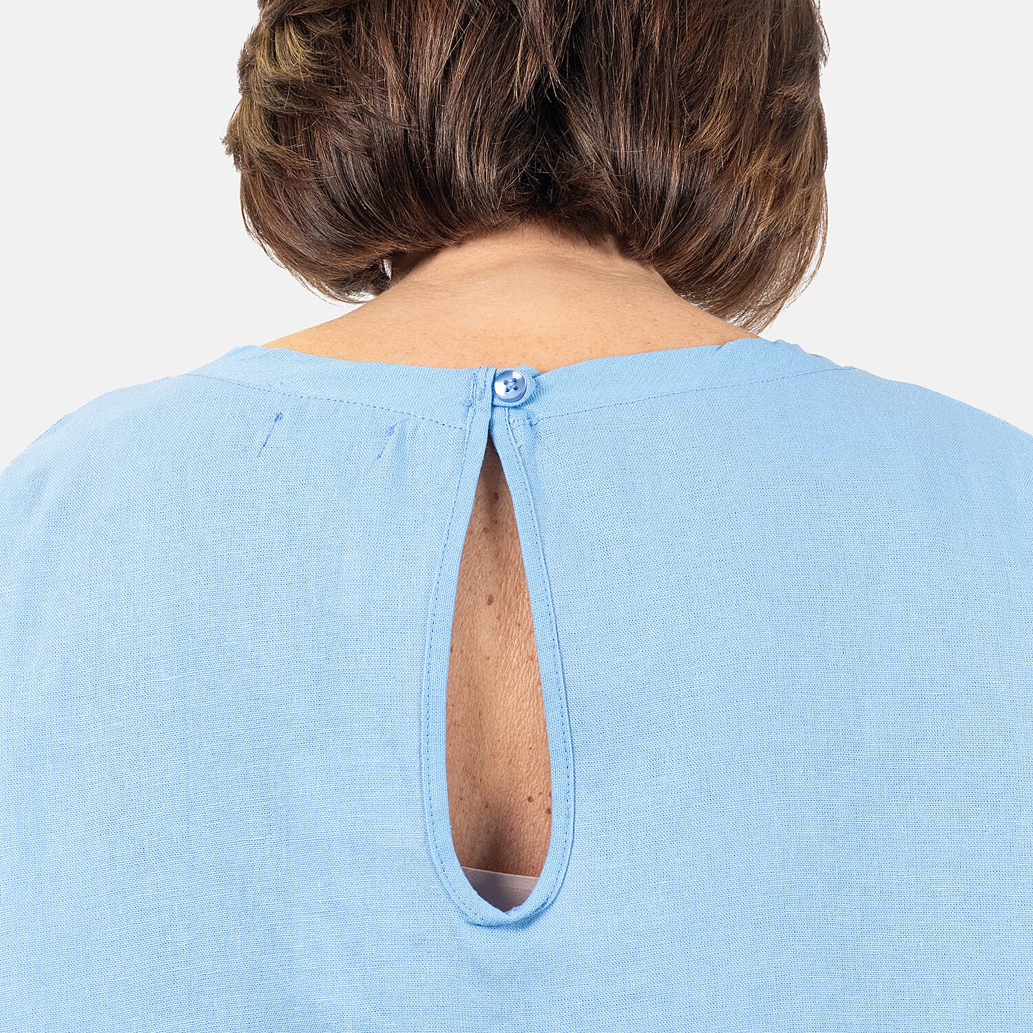 Ladies Crew Neck Linen Top (Size 10)  - Khaki