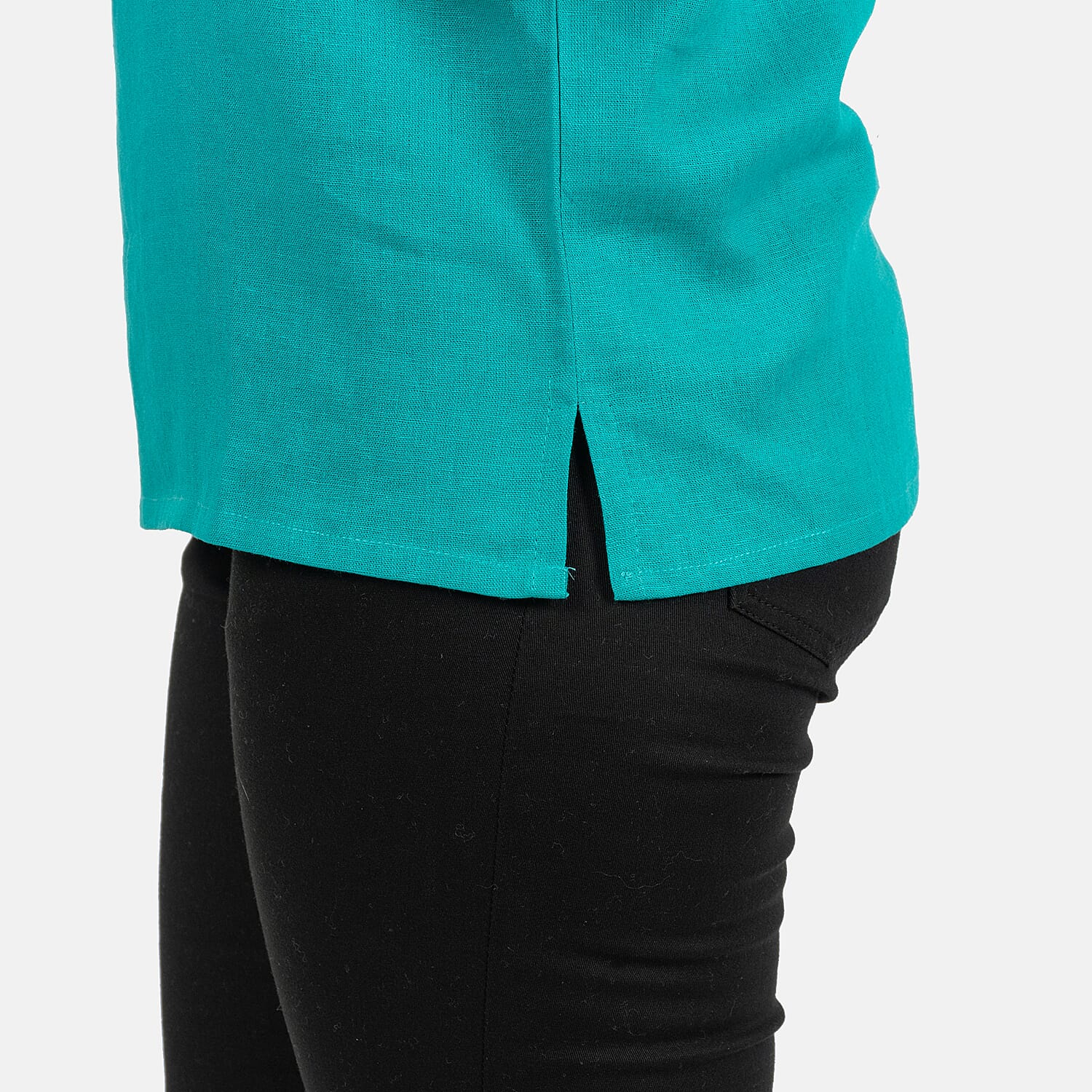 Ladies Crew Neck Linen Top (Size 10)  - Khaki