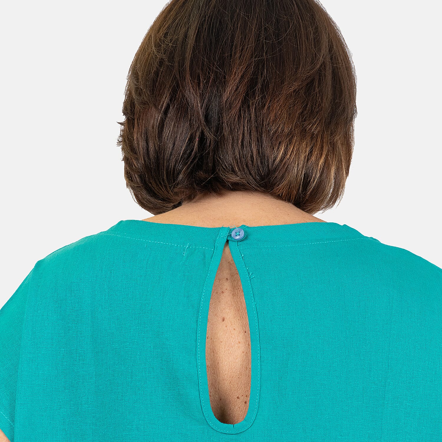 Ladies Crew Neck Linen Top (Size 10)  - Khaki