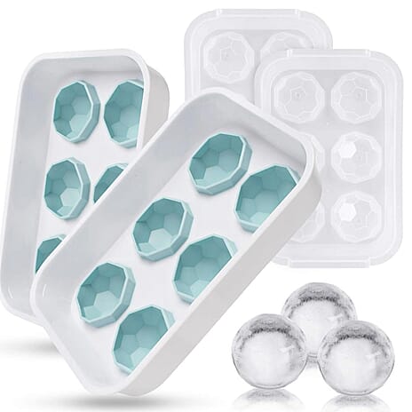 2 x Football Ice Cube Tray (Makes 12 Ice Cubes) (Size - 20x14cm) - Blue