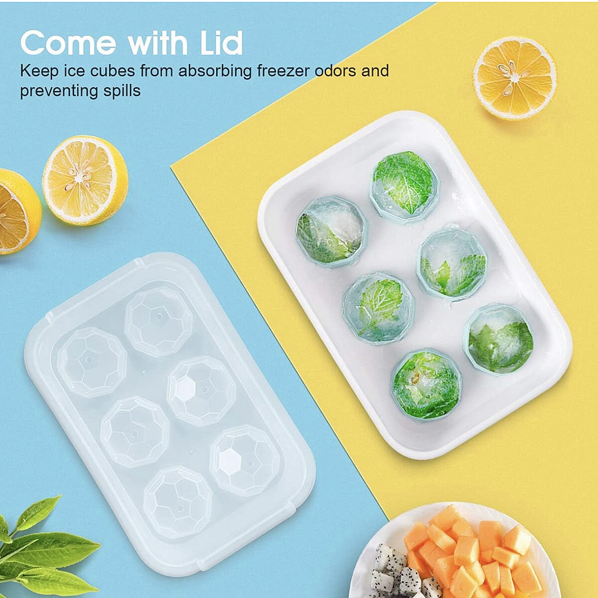 2 x Football Ice Cube Tray (Makes 12 Ice Cubes) (Size - 20x14cm) - Blue