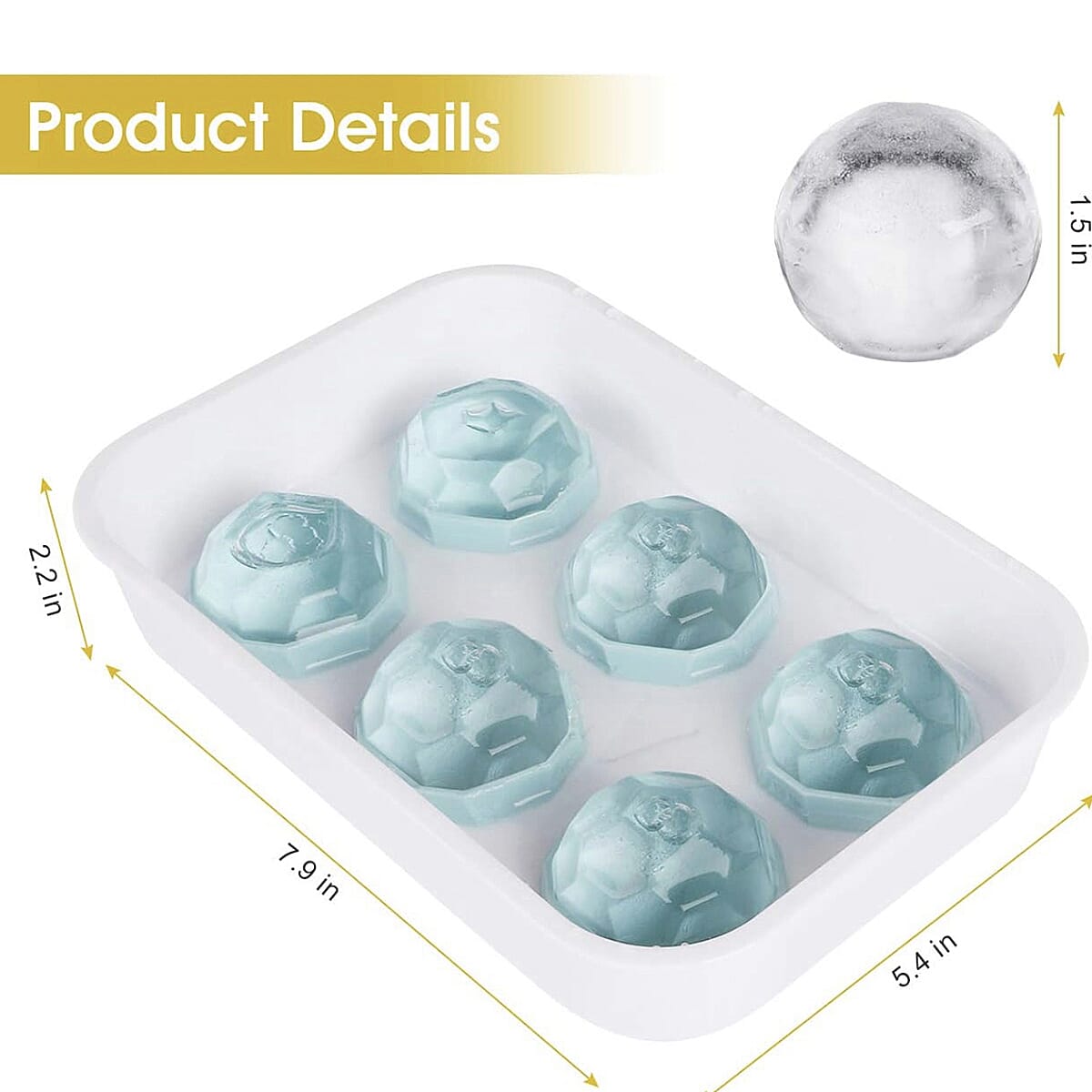 2 x Football Ice Cube Tray (Makes 12 Ice Cubes) (Size - 20x14cm) - Blue