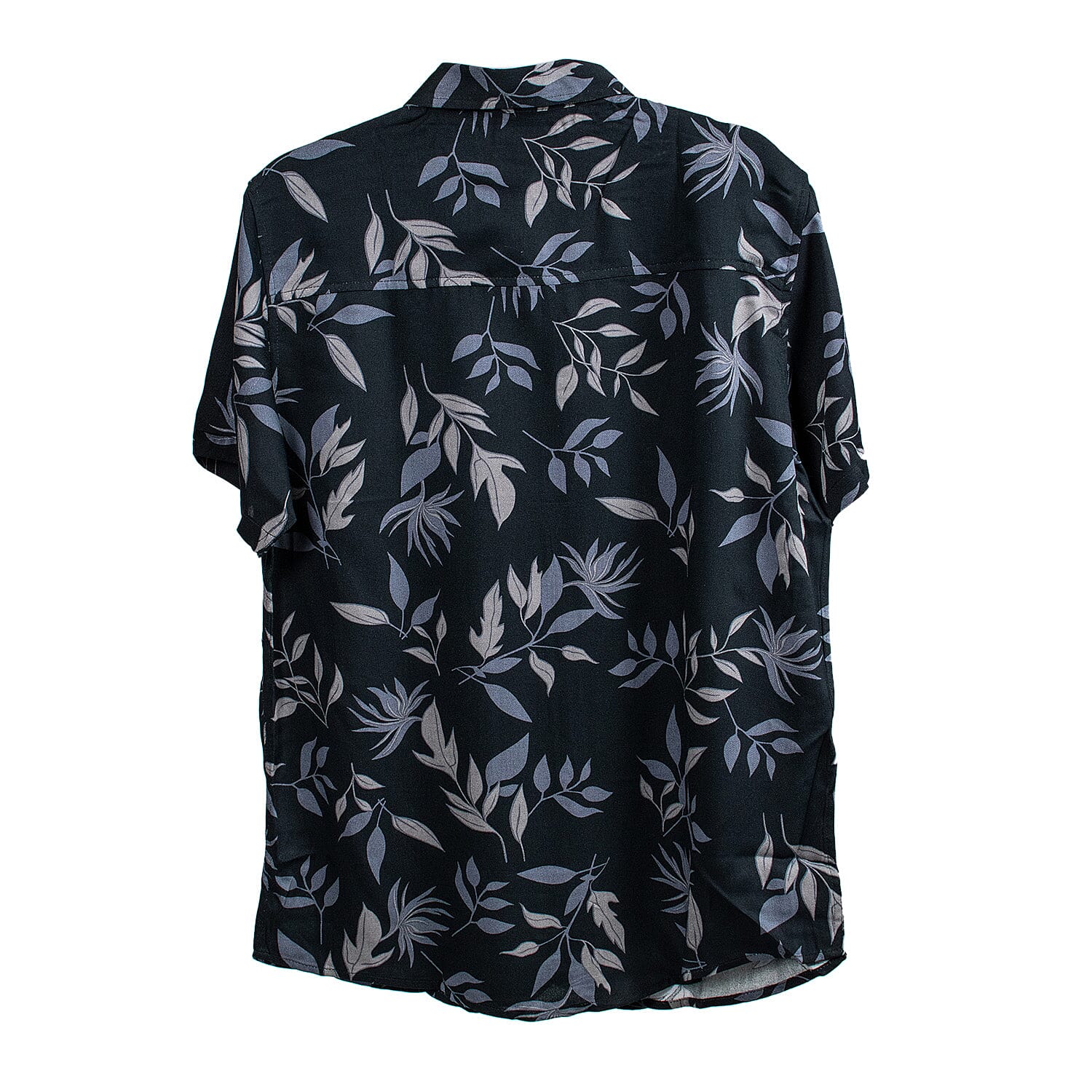 Leaf Print Half Sleeves Mens Shirt (Size L) - Black