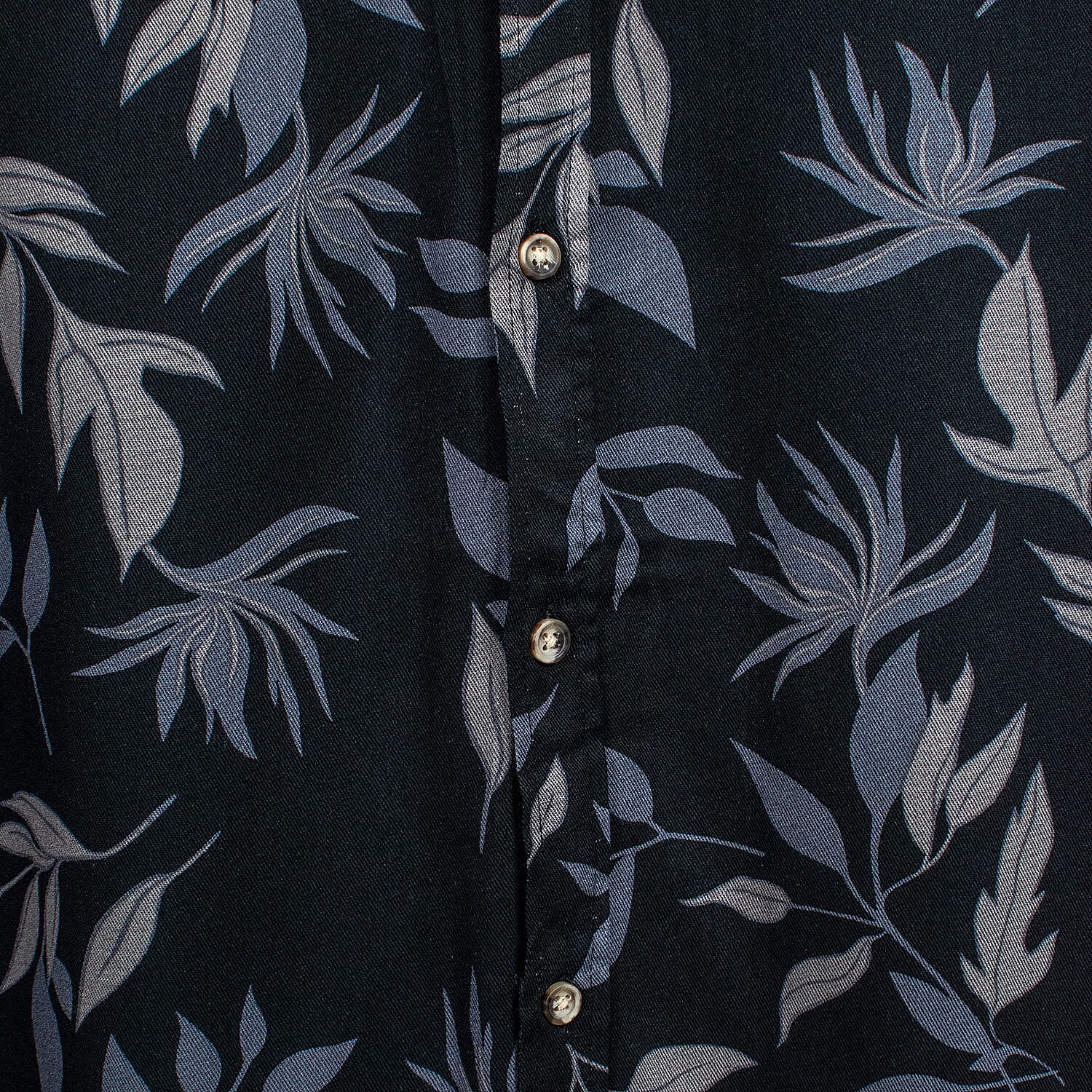 Leaf Print Half Sleeves Mens Shirt (Size L) - Black