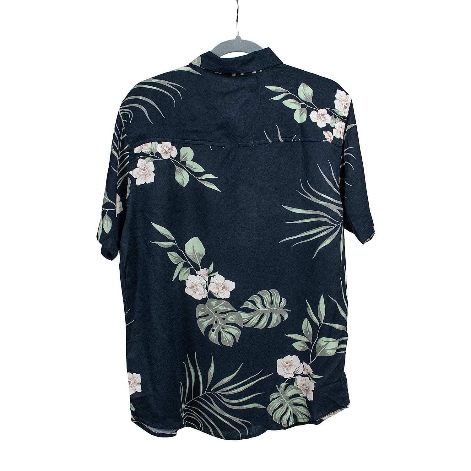 Leaf Print Half Sleeves Mens Shirt (Size L) - Black