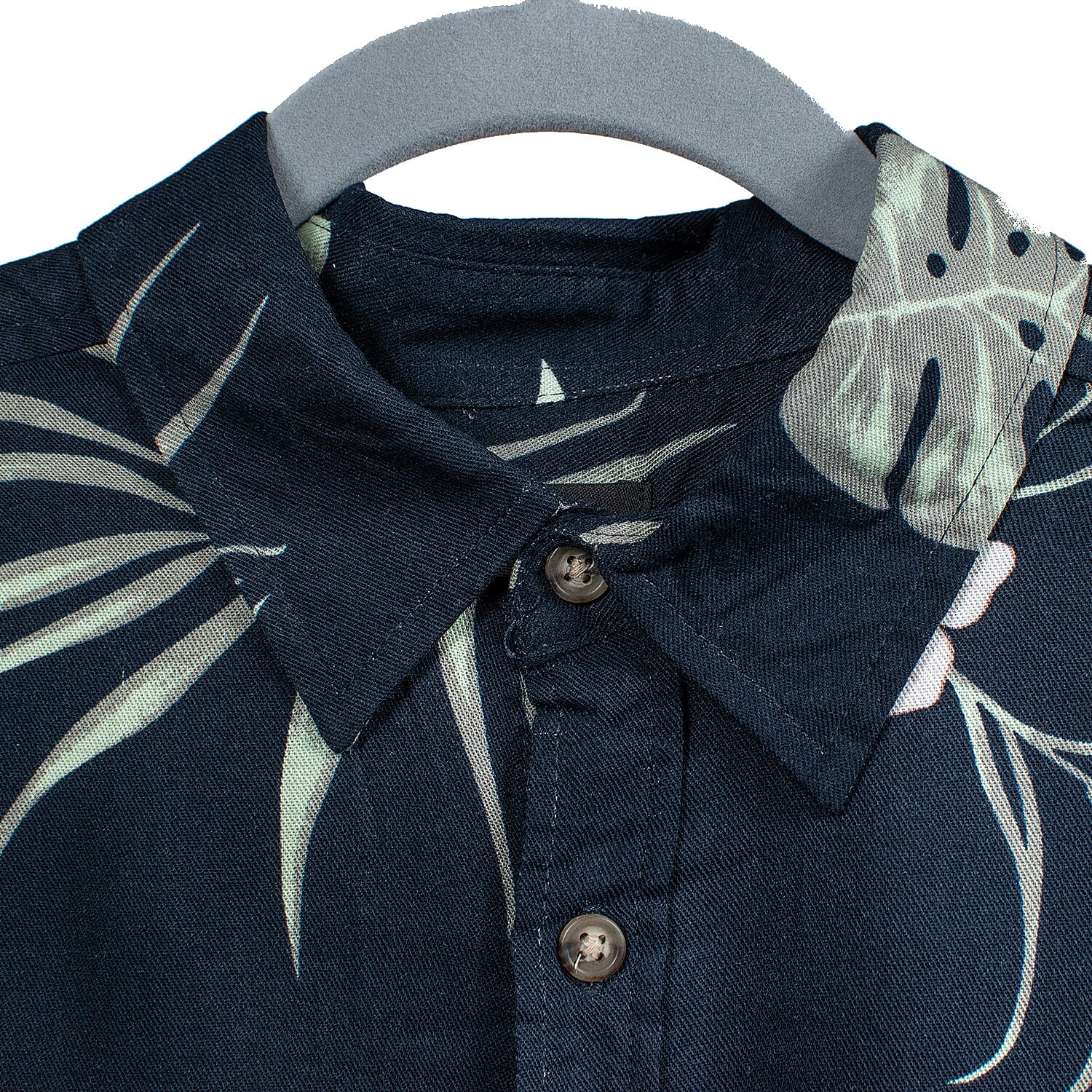 Leaf Print Half Sleeves Mens Shirt (Size L) - Black