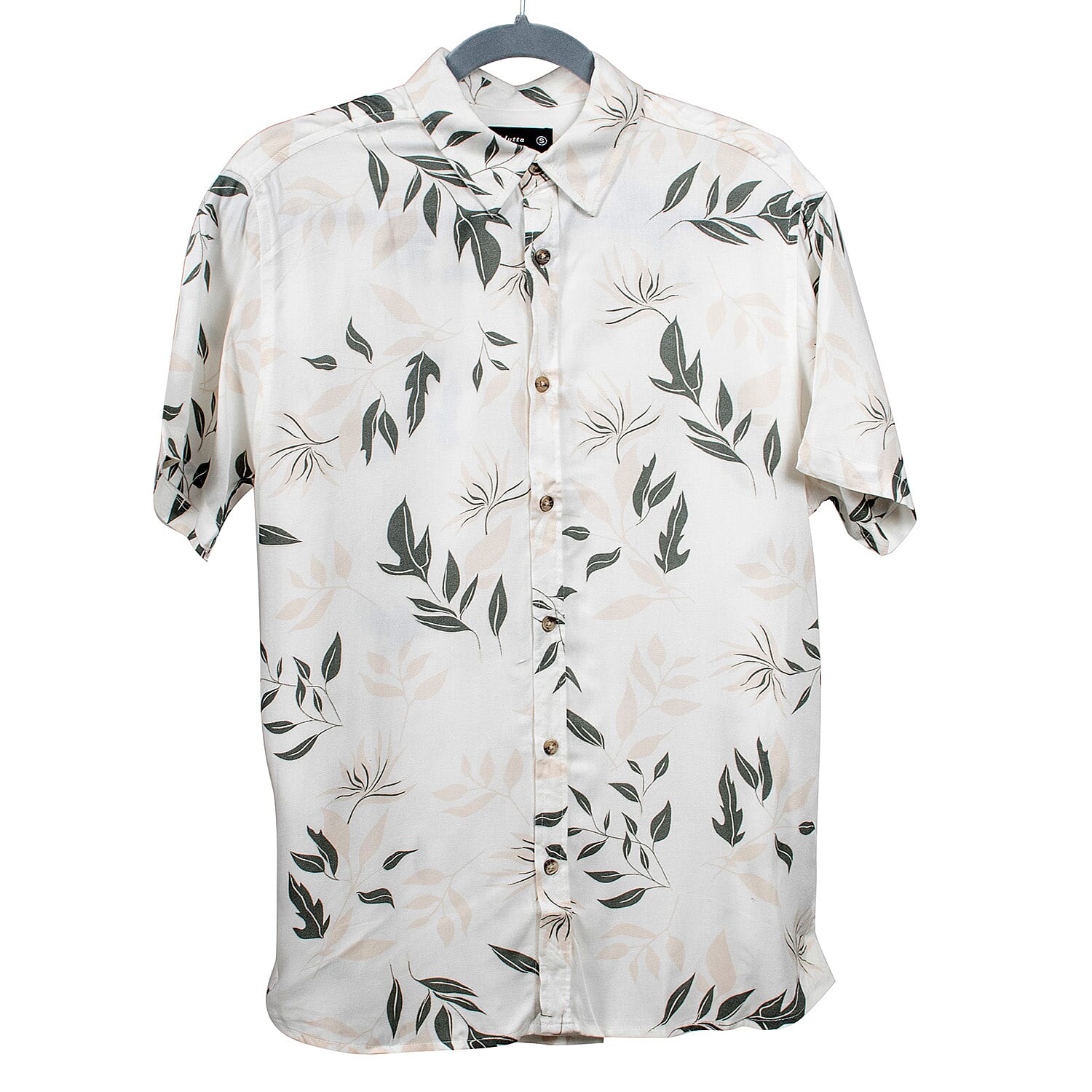 Leaf Print Half Sleeves Mens Shirt (Size L) - Black