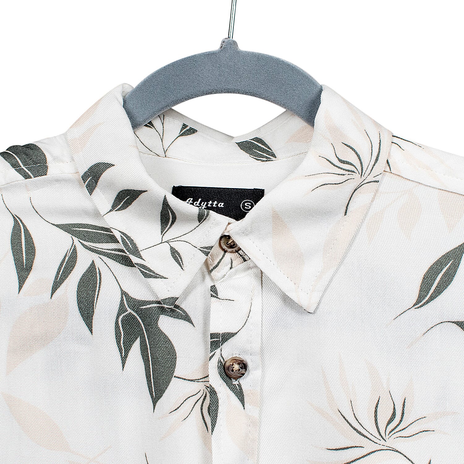 Leaf Print Half Sleeves Mens Shirt (Size L) - Black