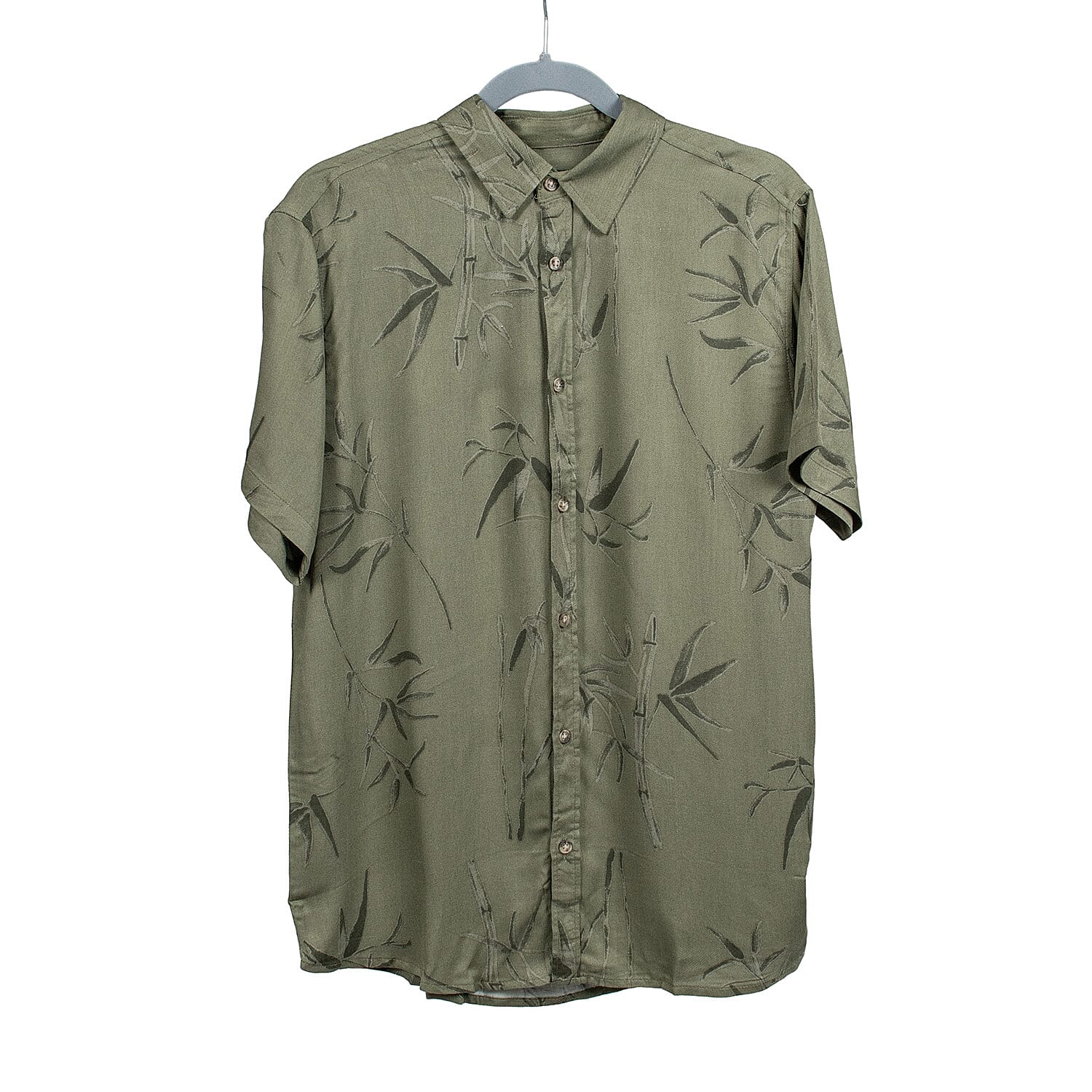 Leaf Print Half Sleeves Mens Shirt (Size L) - Black