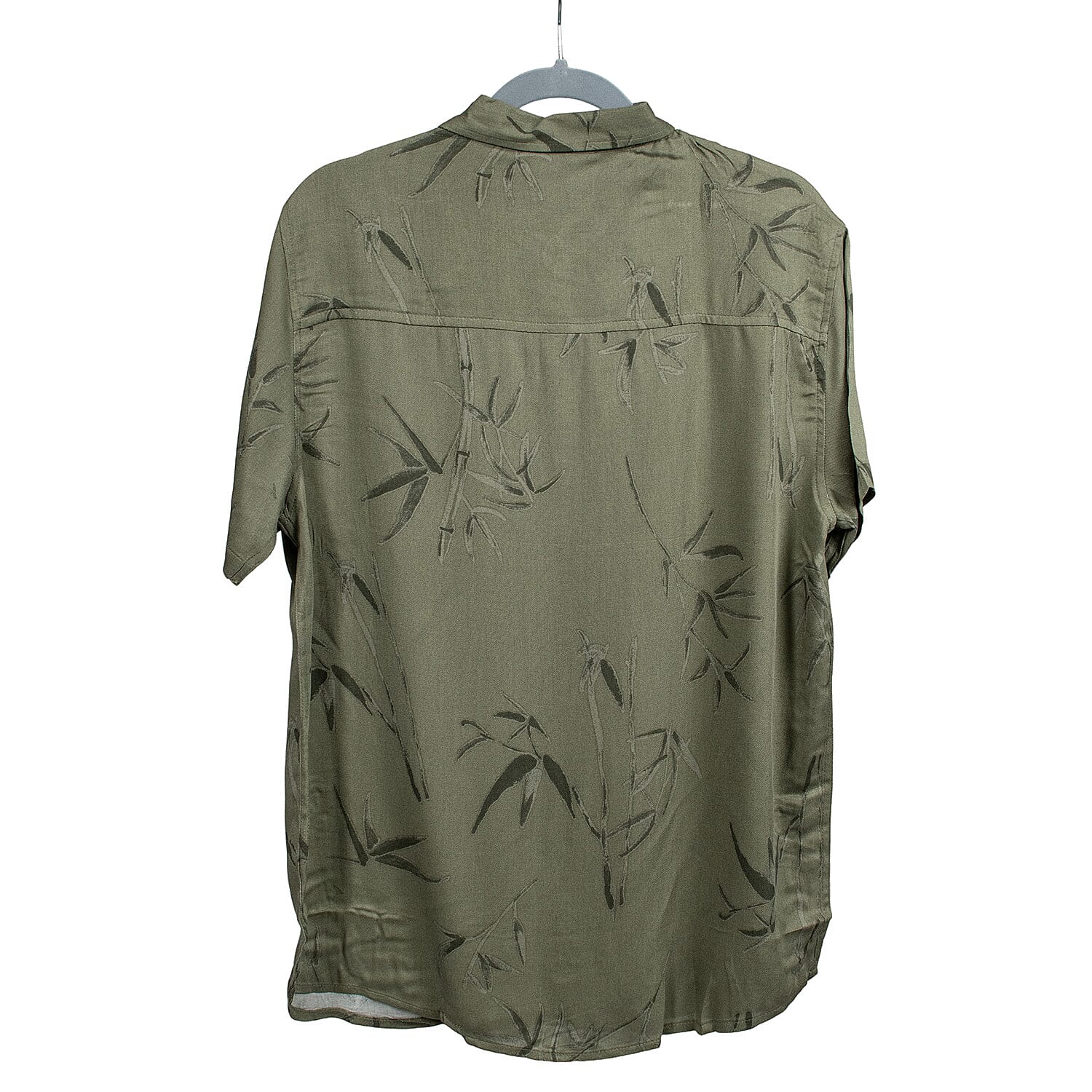 Leaf Print Half Sleeves Mens Shirt (Size L) - Black