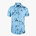 Leaf Print Half Sleeves Mens Shirt (Size L) - Pale Blue