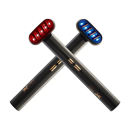 Glo24K 6-IN-1 Facial Therapy Wand - Dual LED (Red - Blue Light) - EMS Microcurrent