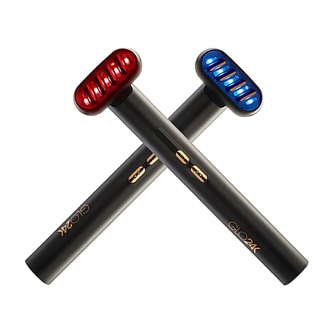 Glo24K 6-IN-1 Facial Therapy Wand - Dual LED (Red - Blue Light) - EMS Microcurrent