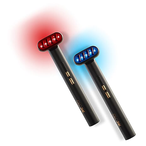 Glo24K 6-IN-1 Facial Therapy Wand - Dual LED (Red - Blue Light) - EMS Microcurrent