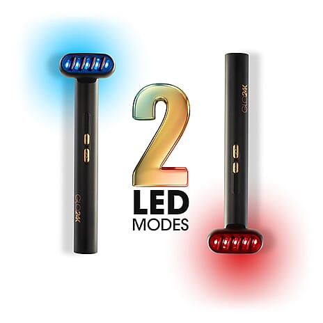 Glo24K 6-IN-1 Facial Therapy Wand - Dual LED (Red - Blue Light) - EMS Microcurrent
