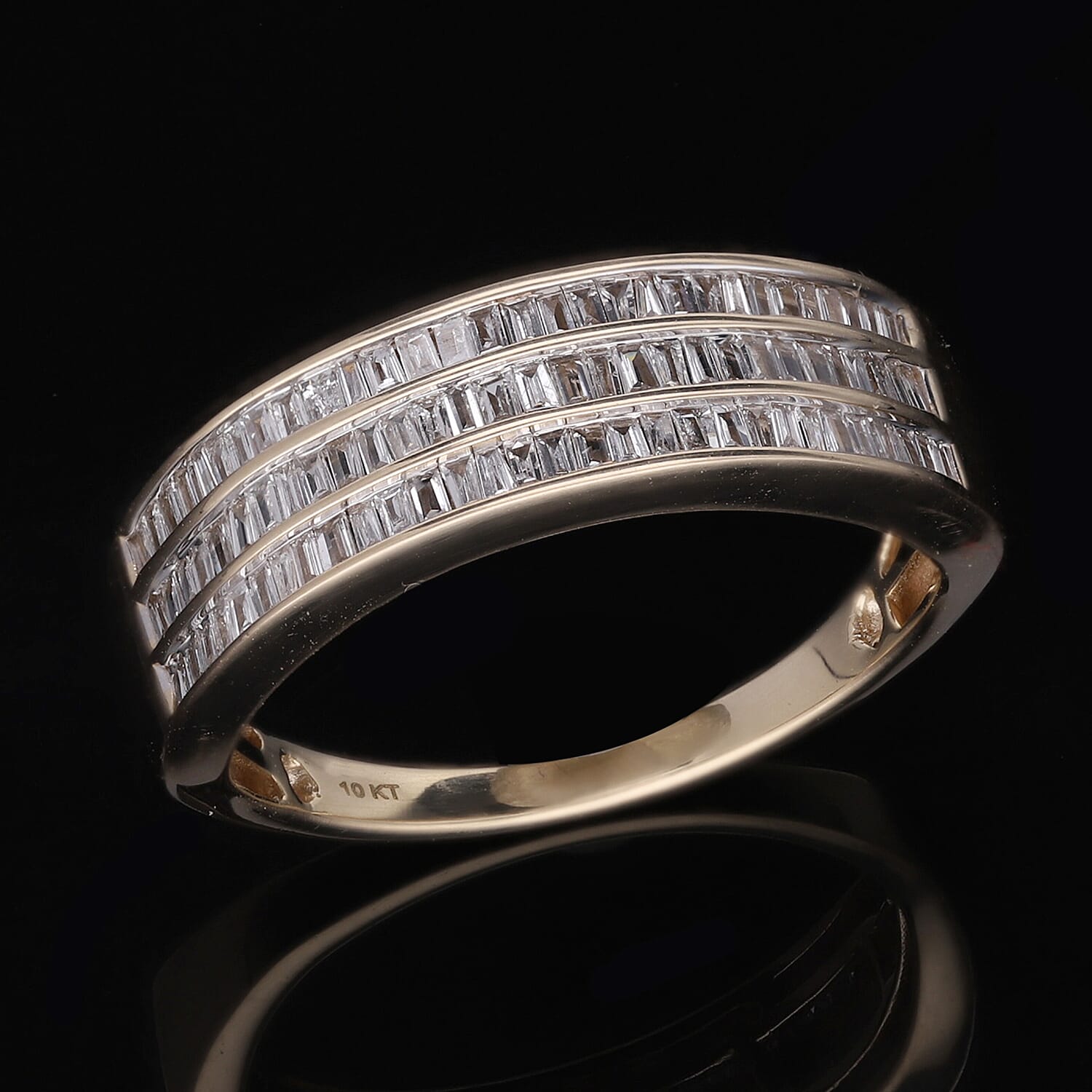 10K Yellow Gold SGL Certified Diamond (I1-I2) Band Ring 0.50 Ct, Gold Wt 3.70 GM