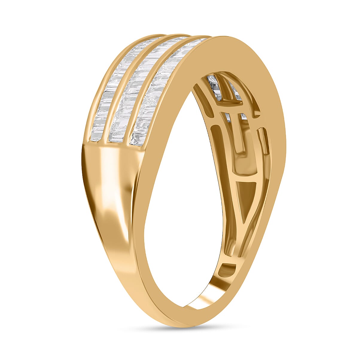 10K Yellow Gold SGL Certified Diamond (I1-I2) Band Ring 0.50 Ct, Gold Wt 3.70 GM