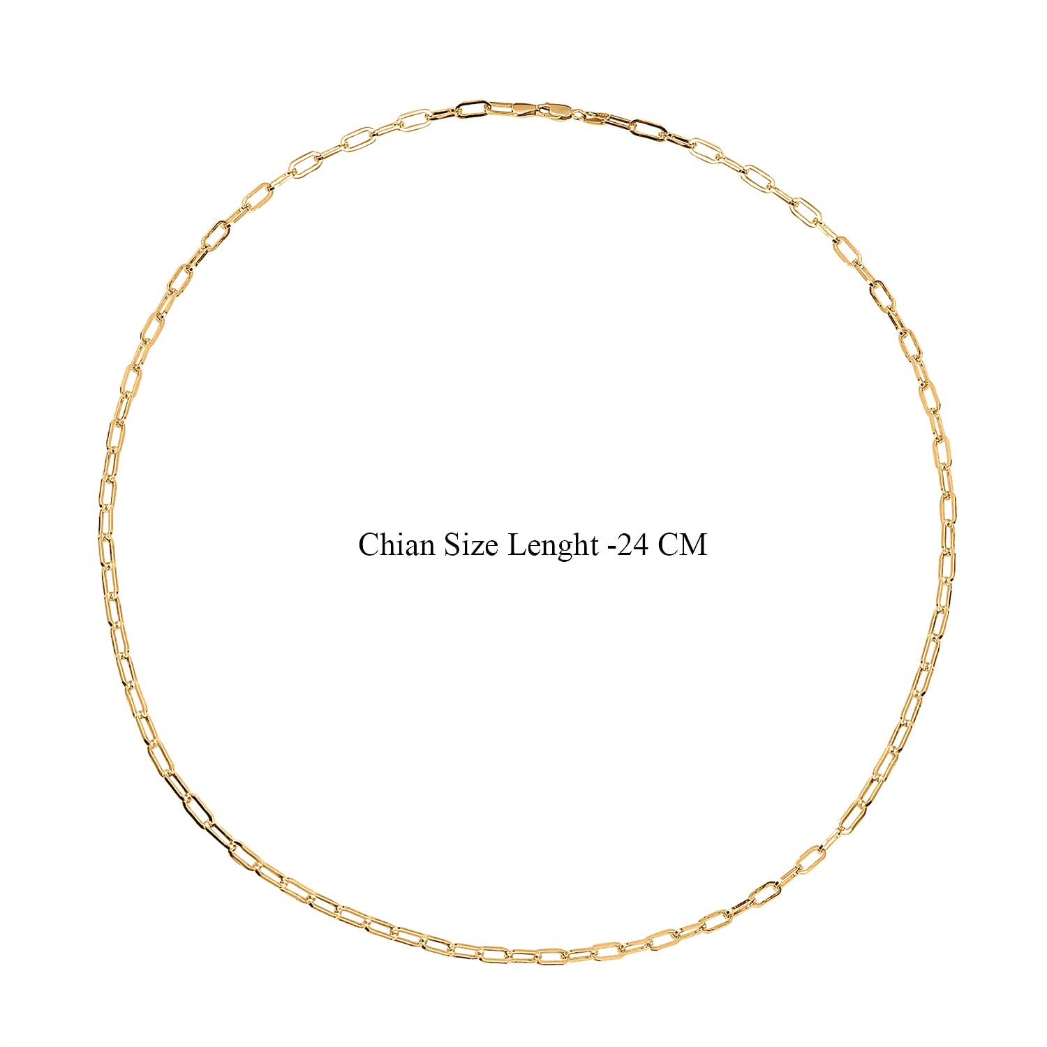 Italian Made Close Out Deal - Yellow Gold Overlay Sterling Silver Paper Clip Necklace (Size - 30), Silver Wt. 21.90 Gms