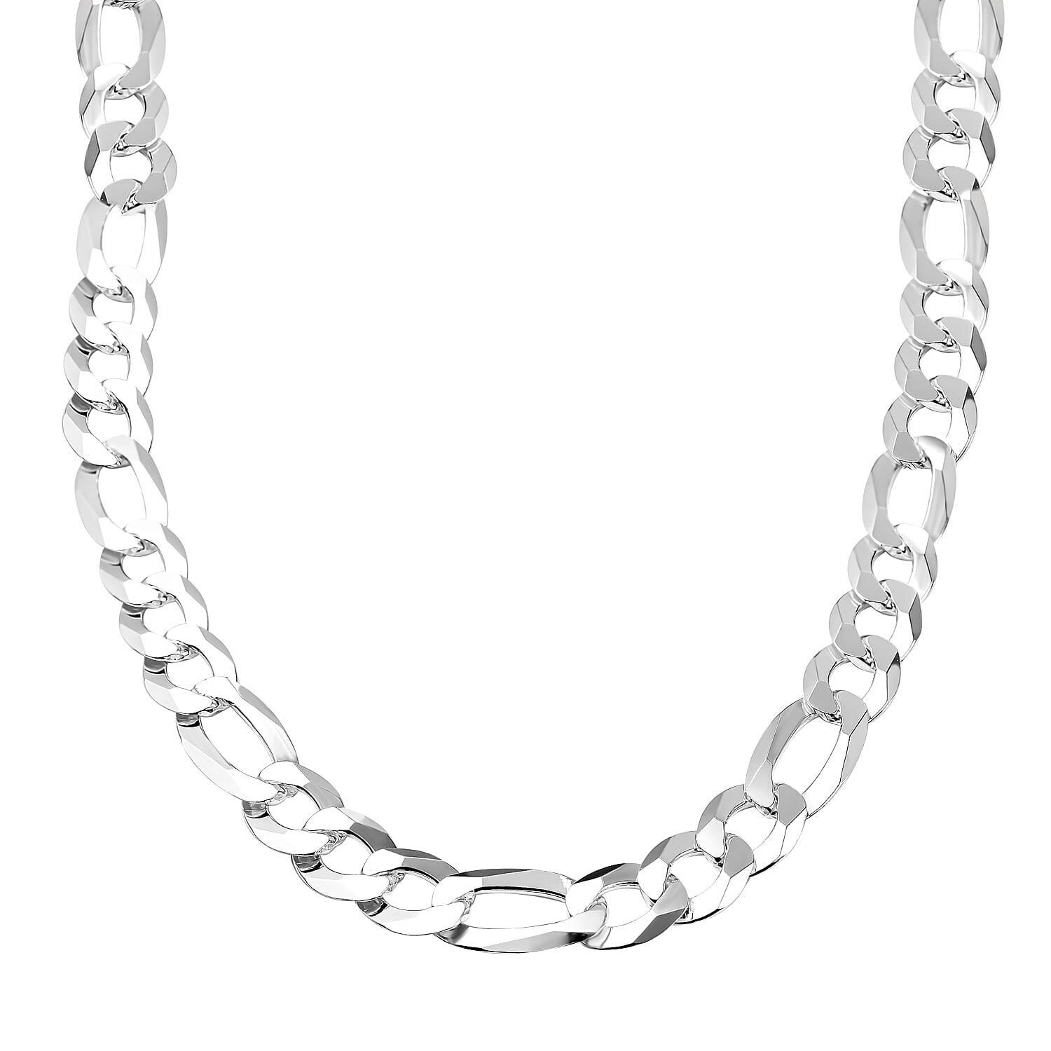 Italian Closeout Deal - Sterling Silver Figaro Necklace (Size - 22), Silver Wt. 51.12 Gms