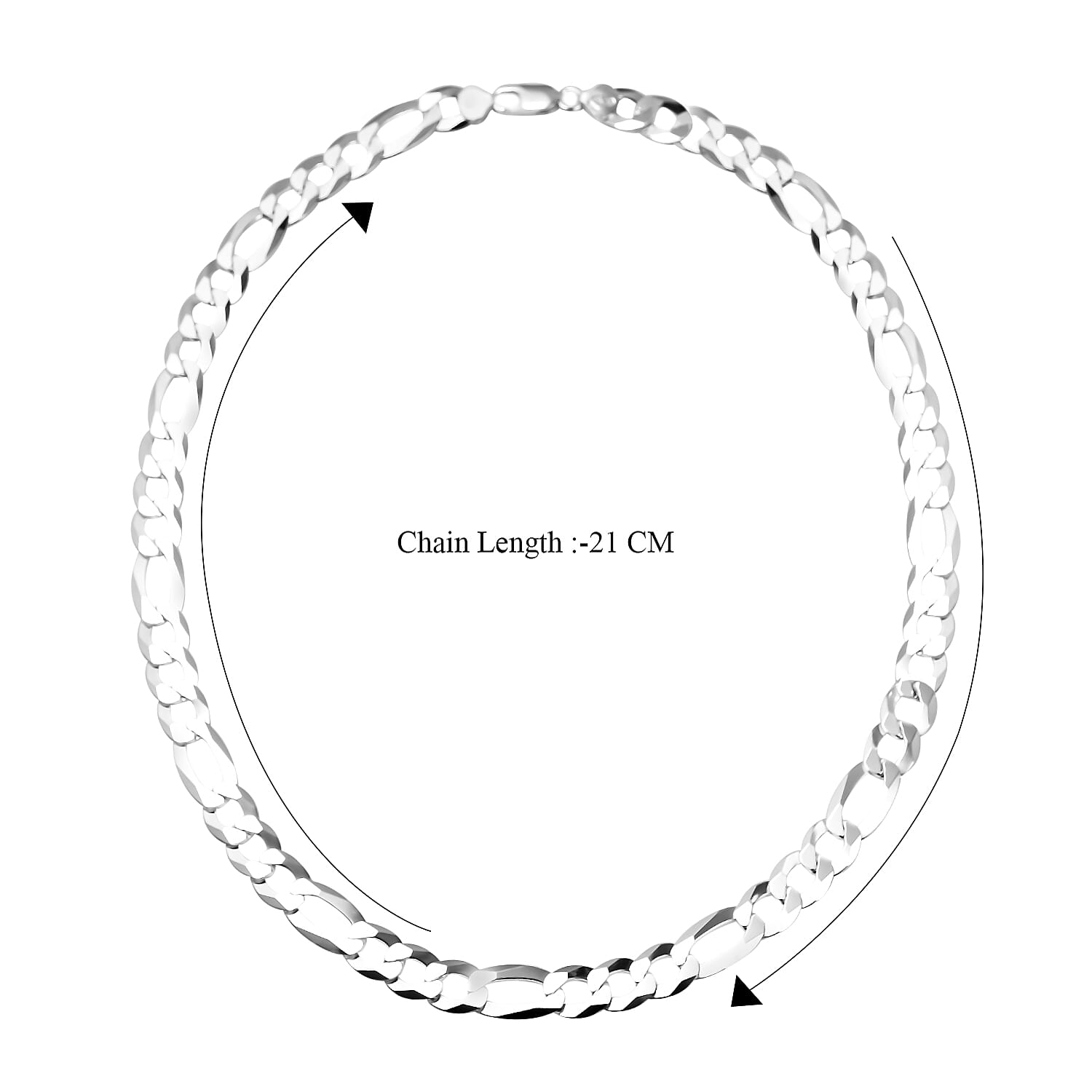 Italian Closeout Deal - Sterling Silver Figaro Necklace (Size - 22), Silver Wt. 51.12 Gms