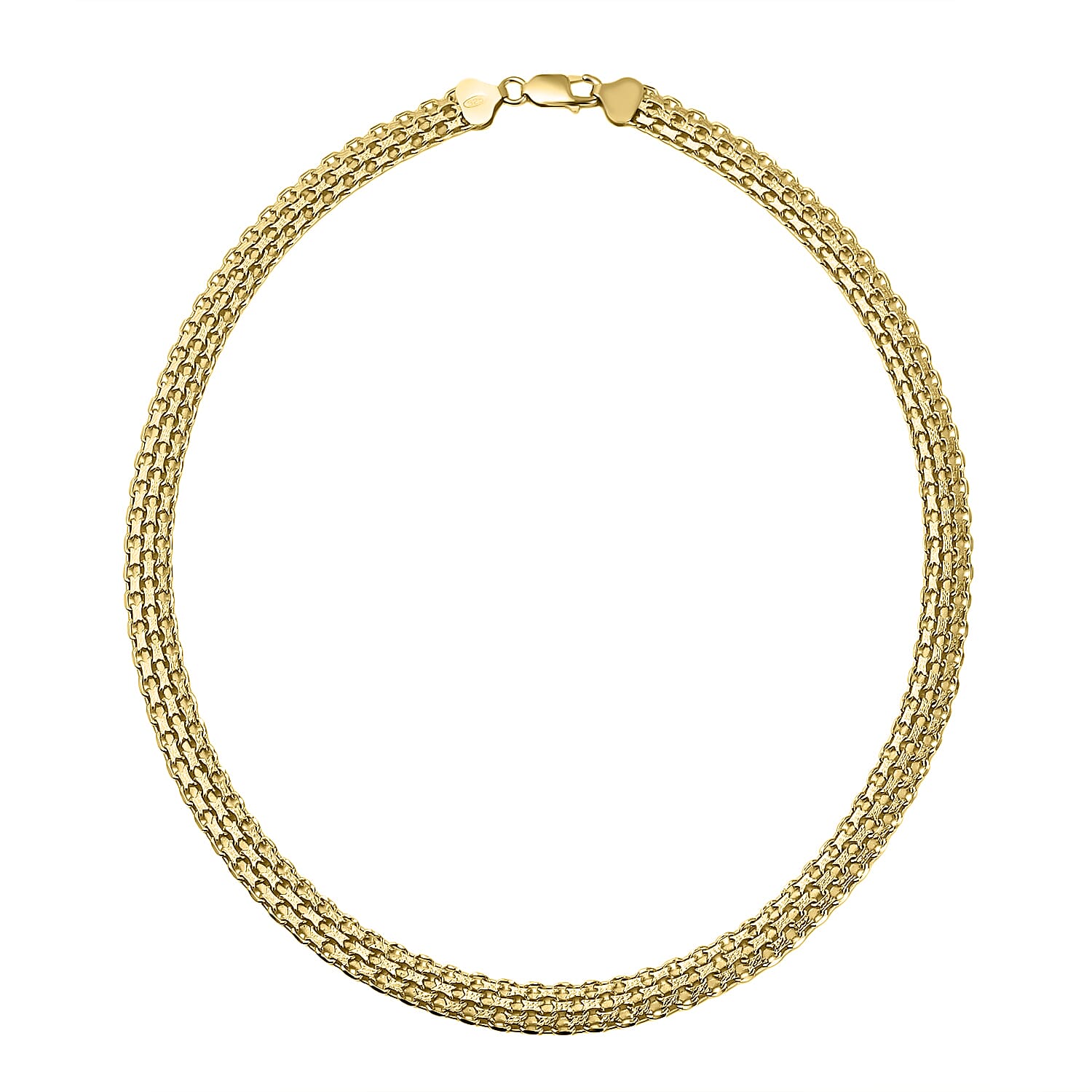 Yellow Gold Overlay Sterling Silver Bismark Necklace (Size - 20),  Silver Wt. 33.5 Gms