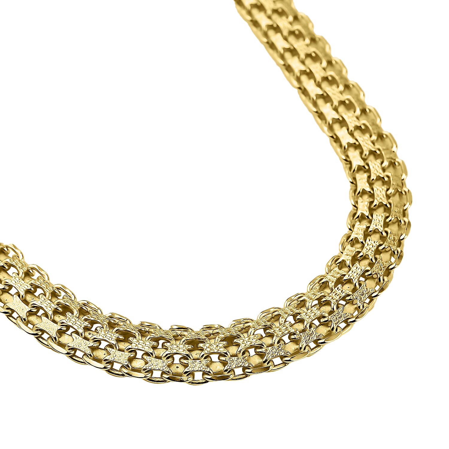 Yellow Gold Overlay Sterling Silver Bismark Necklace (Size - 20),  Silver Wt. 33.5 Gms