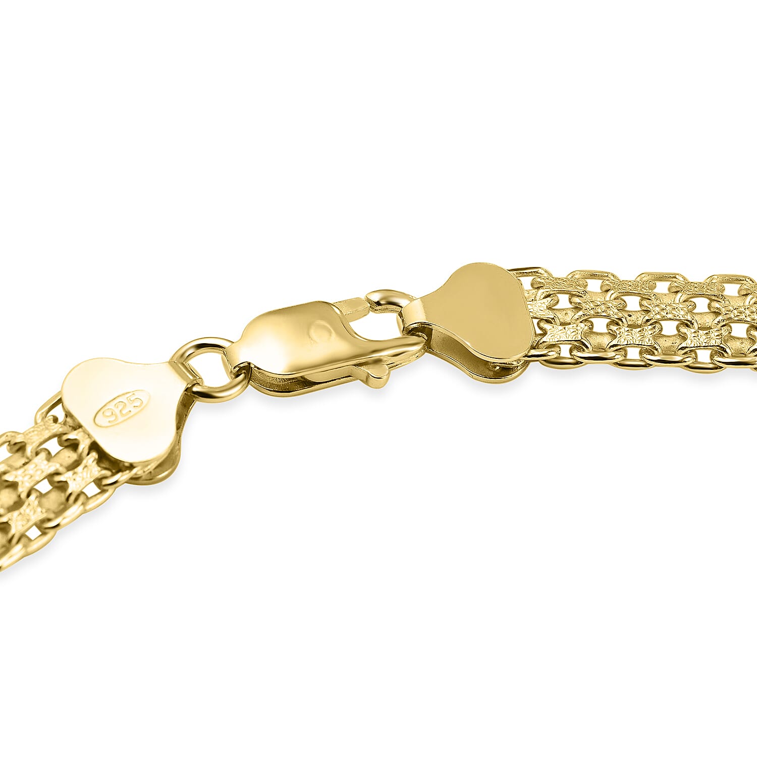 Yellow Gold Overlay Sterling Silver Bismark Necklace (Size - 20),  Silver Wt. 33.5 Gms