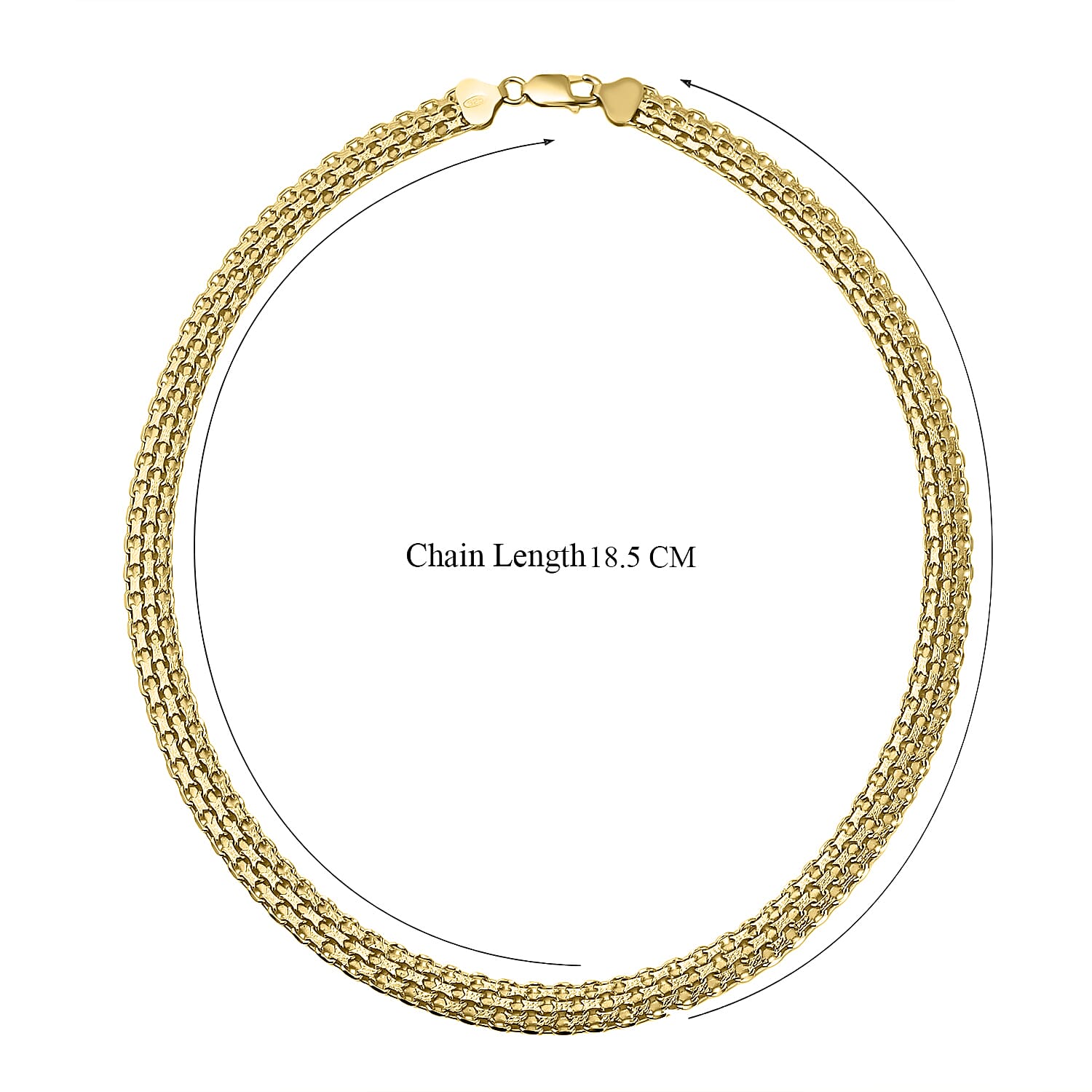 Yellow Gold Overlay Sterling Silver Bismark Necklace (Size - 20),  Silver Wt. 33.5 Gms