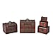 Set of 5 Embossed Floral Pattern Wooden Chest Boxes - Beige