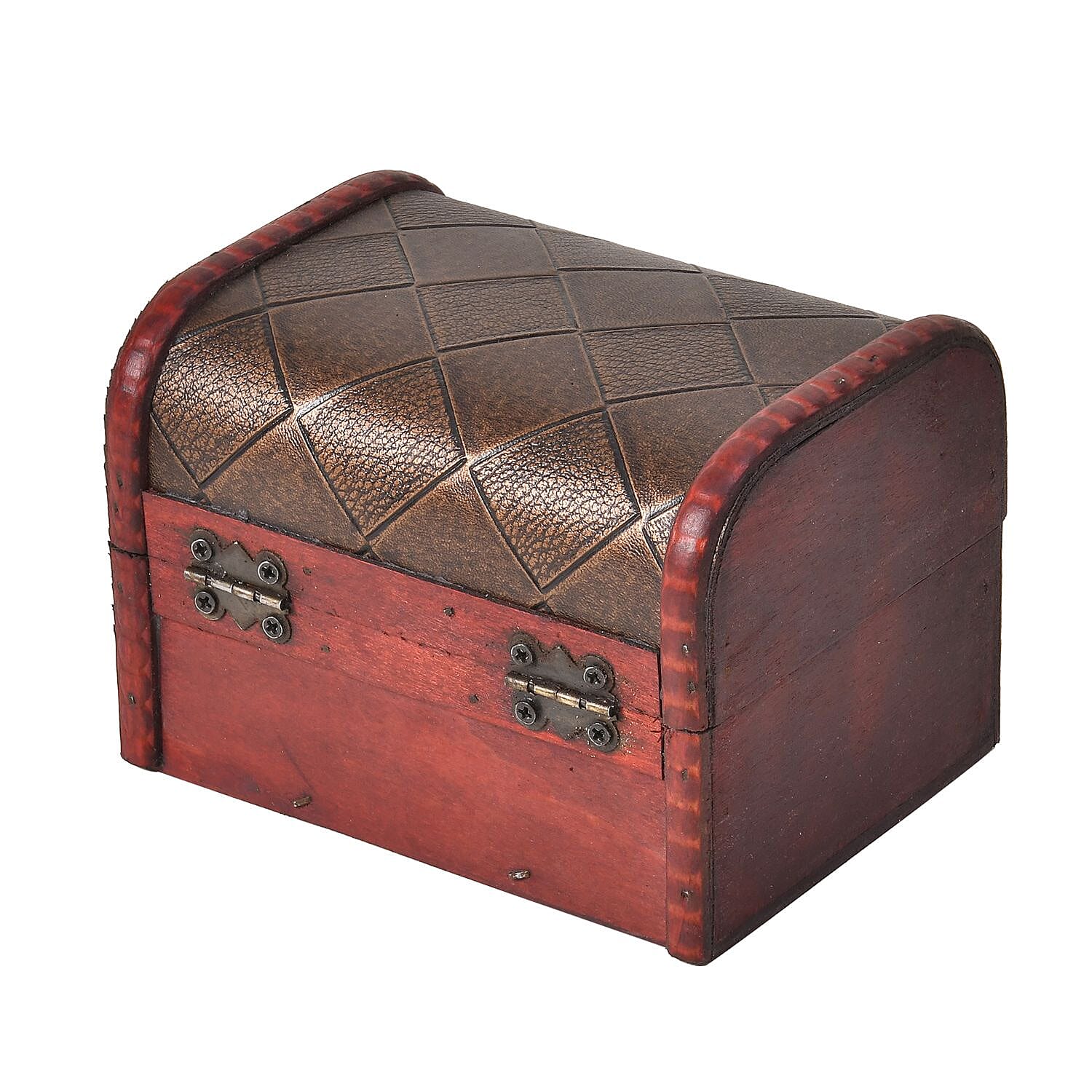 Set of 5 Embossed Diamond Pattern Mixing Exquisite Jewellery Box With Antique Latch Closure & Handle (For Large Boxes) - Brown