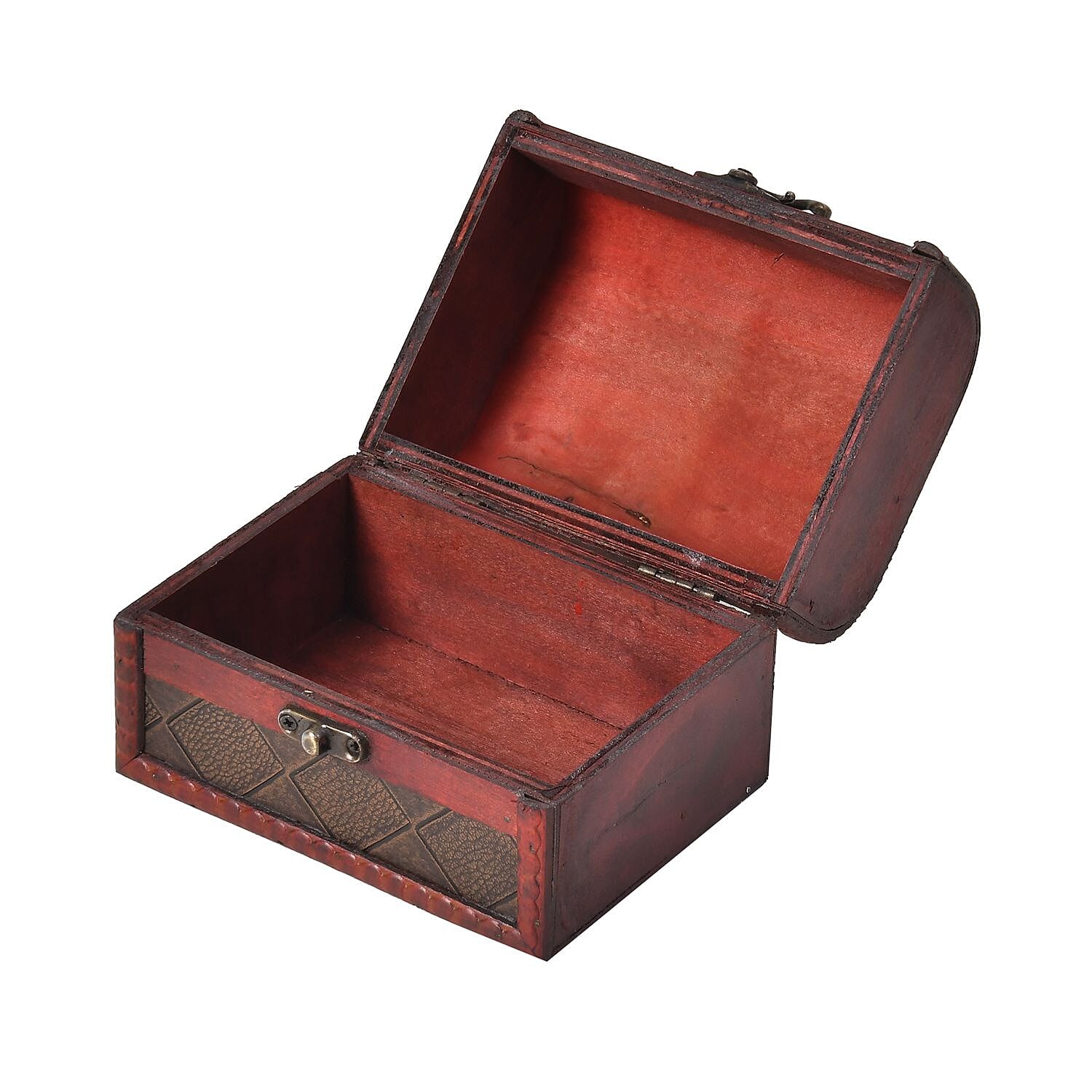 Set of 5 Embossed Diamond Pattern Mixing Exquisite Jewellery Box With Antique Latch Closure & Handle (For Large Boxes) - Brown