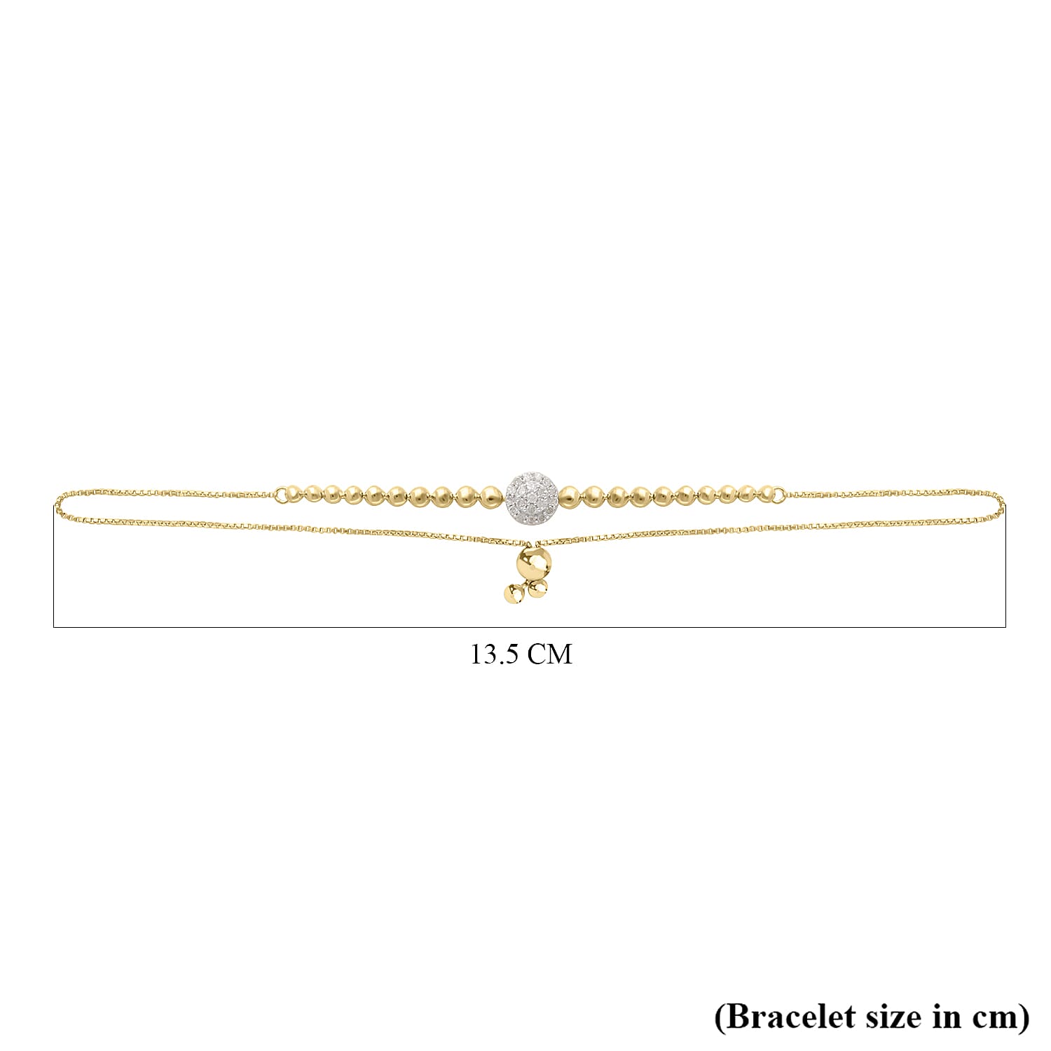 Designer Inspired- Diamond (G-H) Bolo Bracelet (Size - 6.5 To 9.5) in 18K Yellow Gold Vermeil Plated Sterling Silver 0.25 Ct.