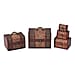 Set of 5 Embossed Floral Pattern Wooden Chest Boxes - Beige