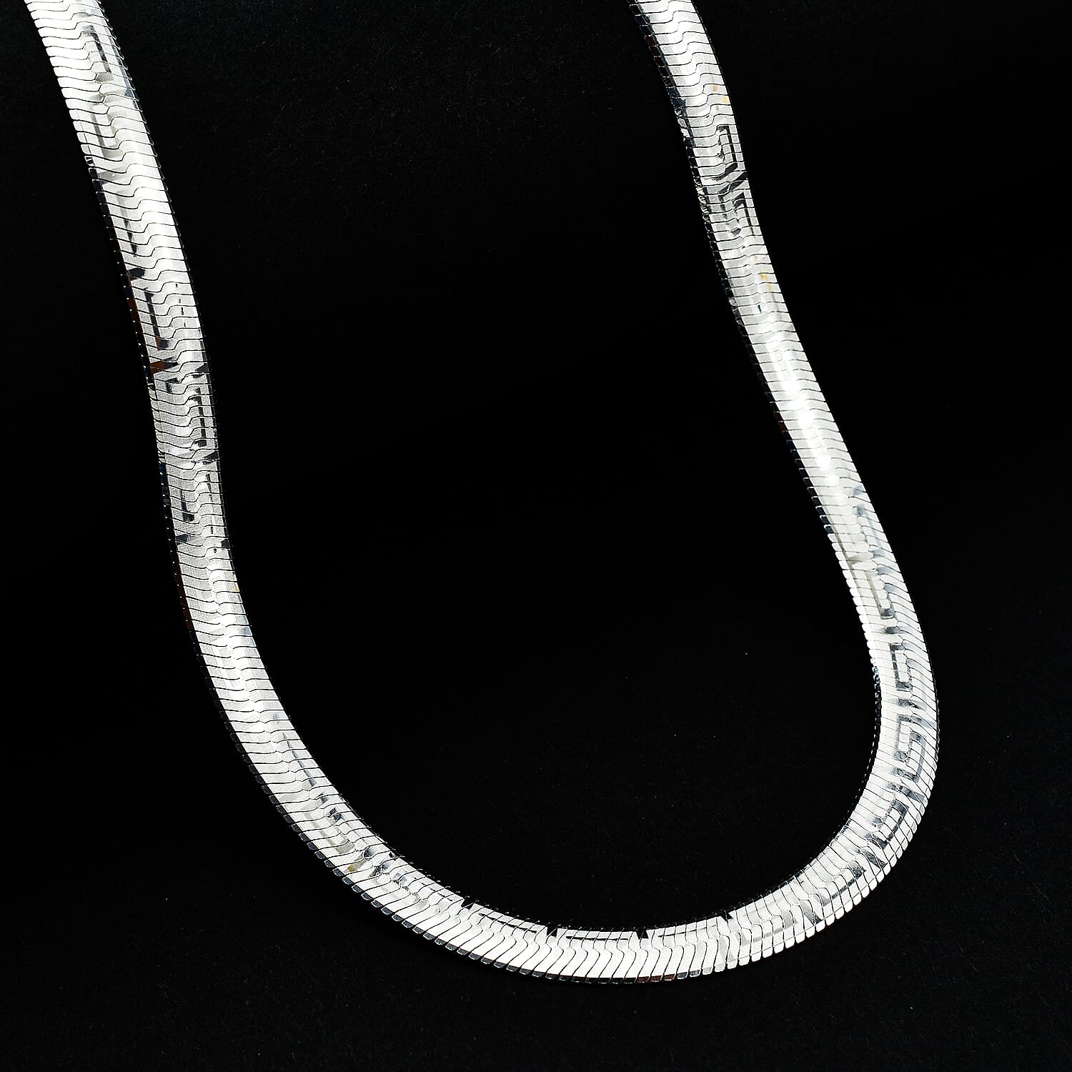 Vegas Closeout - Sterling Silver Greek Key Herringbone Necklace (Size - 20), Silver Wt. 23.74 Gms