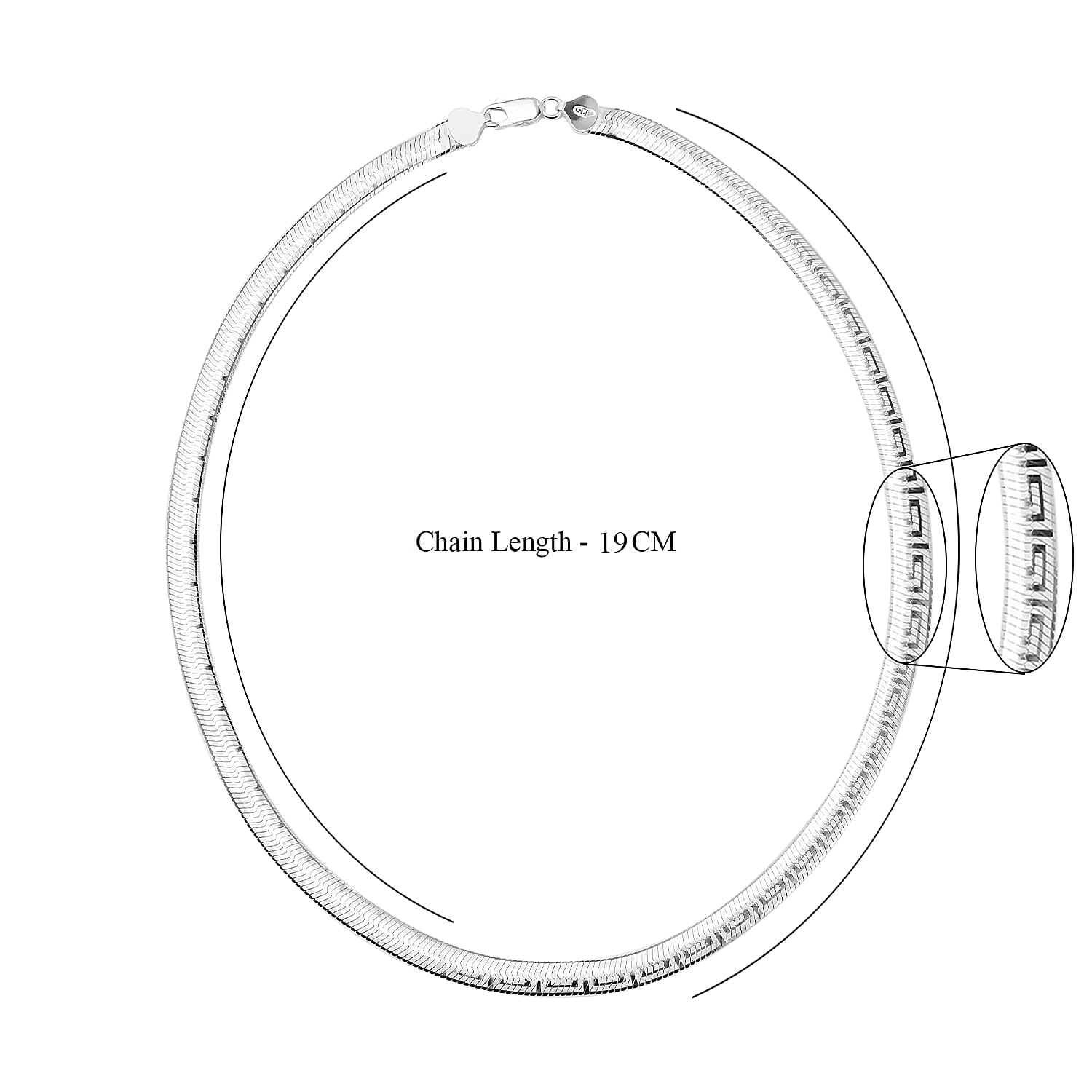 Vegas Closeout - Sterling Silver Greek Key Herringbone Necklace (Size - 20), Silver Wt. 23.74 Gms