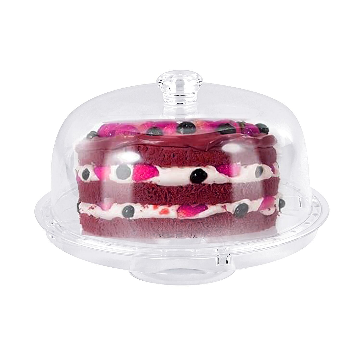 Multifunction Cake Stand With Pedestral Base & Transparent Dome Top (Size 31x31x16 cm)