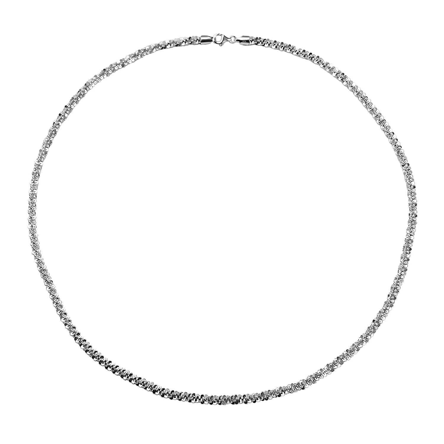 Italian Made - Sterling Silver Twisted Diamond Cut Margarita Necklace (Size - 30), Silver Wt. 50.60 Gms