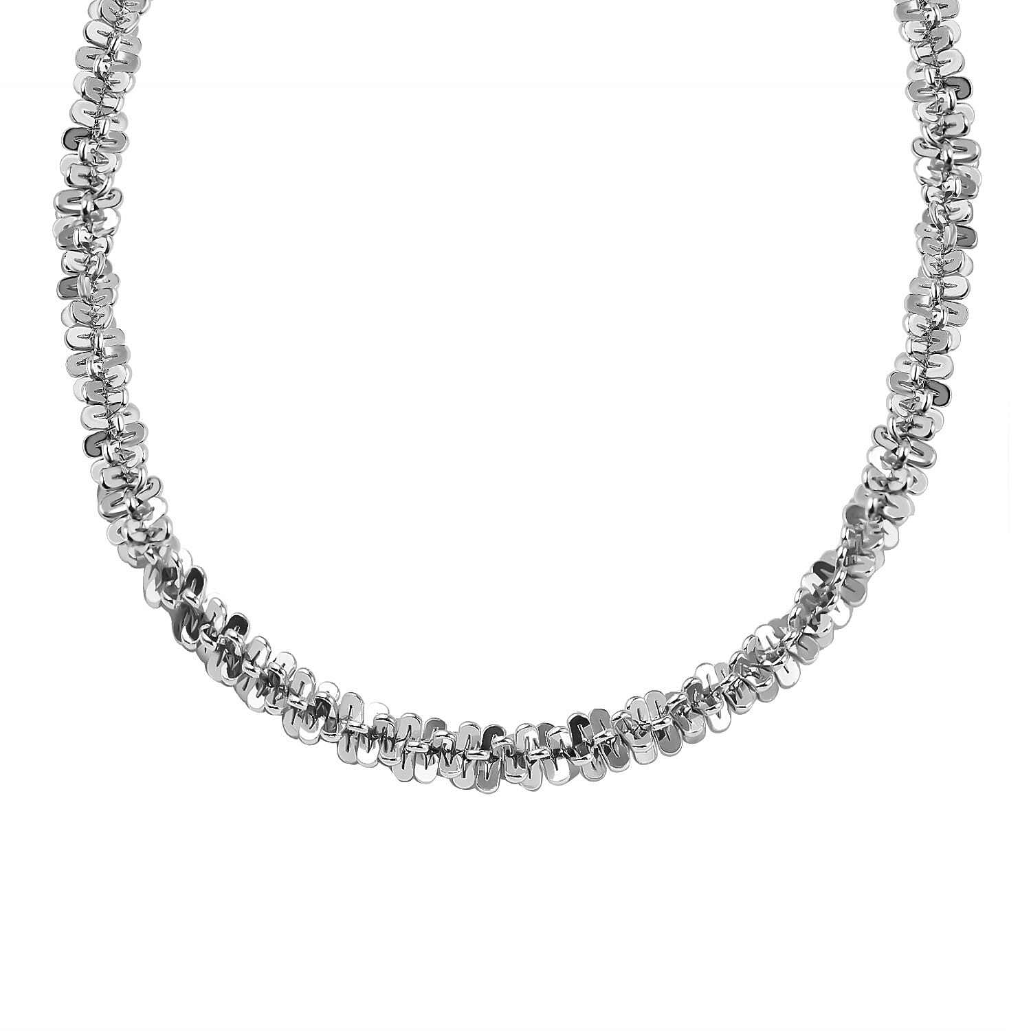 Italian Made - Sterling Silver Twisted Diamond Cut Margarita Necklace (Size - 30), Silver Wt. 50.60 Gms